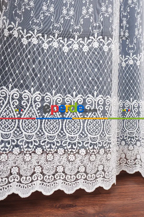 Salon Tül Modelleri - Elit Brode İşlemeli Tül Perde Özel Seri 108