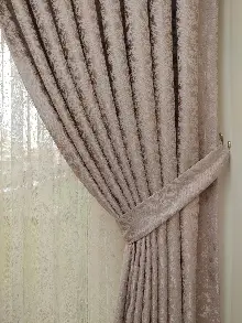 Oturma Odası Pudra Duz Jakar Fon Perde - Pudra