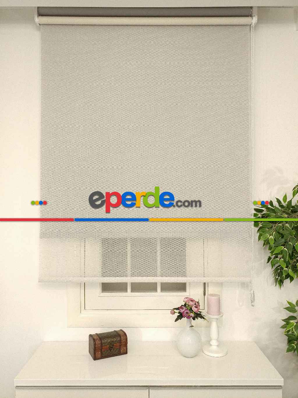 Çiftli Sistem Tül Stor Beyaz Krem Boğma Tül- Beyaz-krem