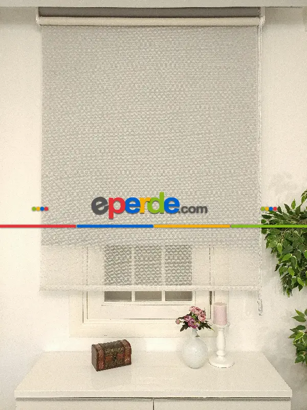 Çiftli Sistem Tül Stor Beyaz Krem Boğma Tül- Beyaz-krem