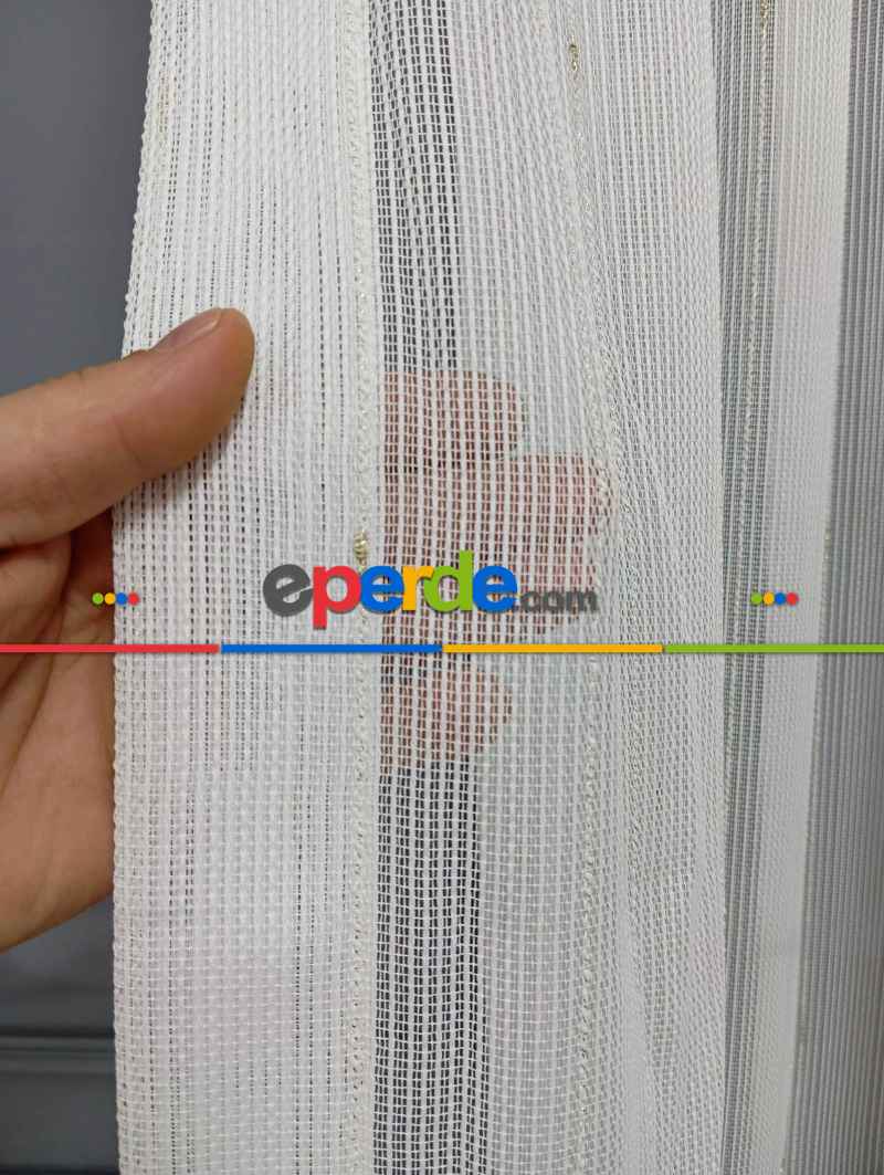 Keten Altın Gold Varak Simli Daho Tül Perde