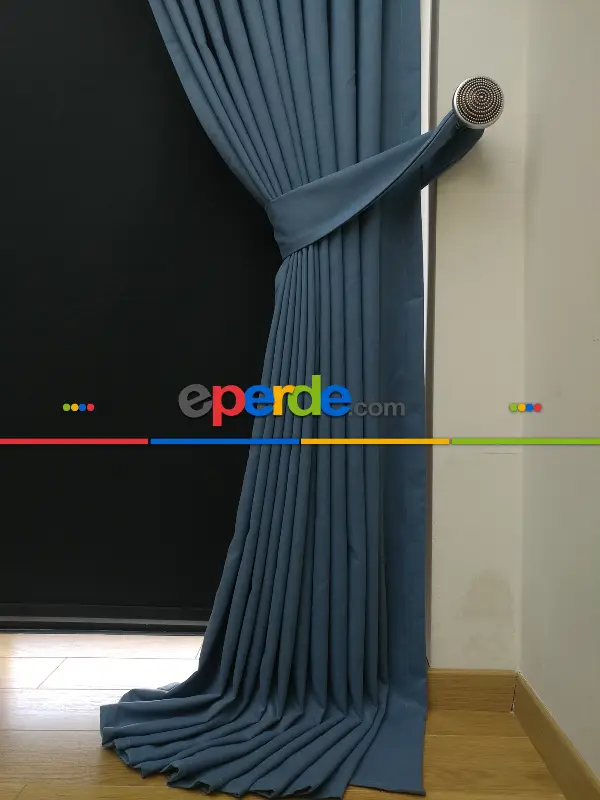 Düz Renk Dökümlü Fon Perde (150)- İndigo