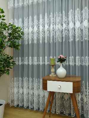 Brode İşlemeli Tül Perde Konak Özel Seri Elit 103- Ekru