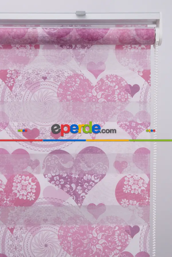 Kalpli Desen Zebra Perde- Pembe Koyu