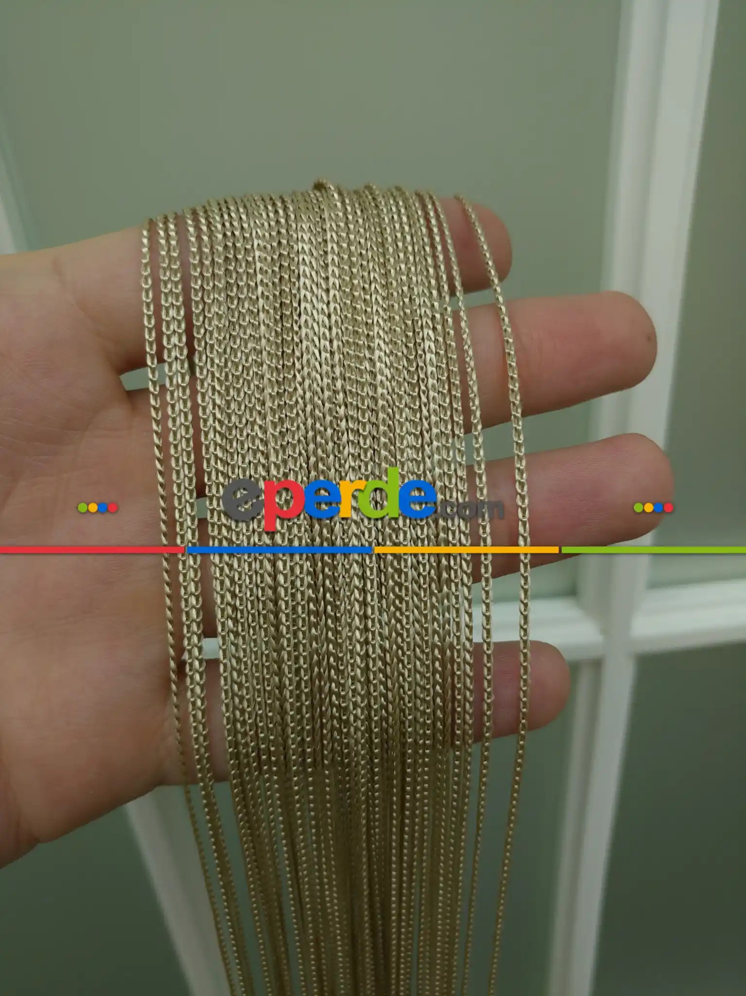 İp Perde - İnce Zincir Serisi İp Perde (beyaz, Krem, Gri, Kırmızı, Bordo, Siyah, Mavi, Pembe, Sarı)- Sütlü Kahve