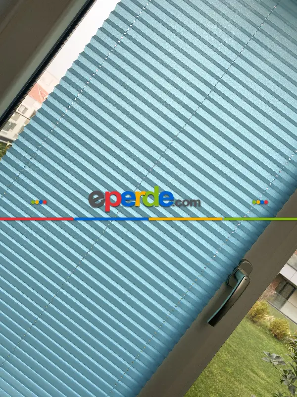 Plise Perde Mavi Renk