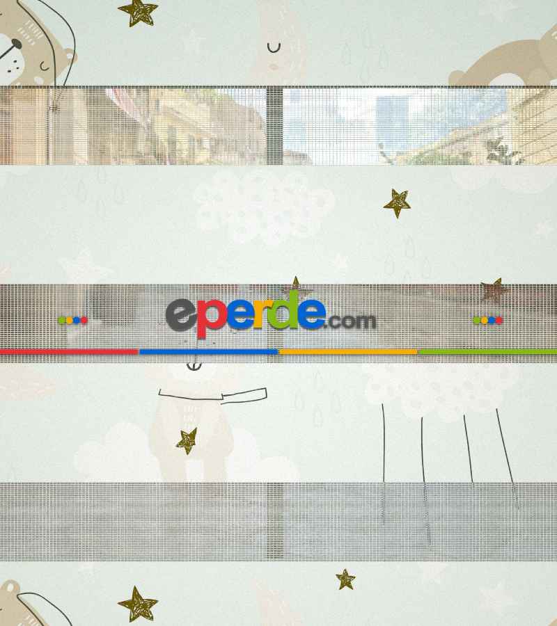 Bulut Desenli Baskılı Zebra Perde- Çok Renkli