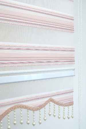 Salon Zebra - Pudra Pembe Plise Zebra Zebra Perde- Pembe Pudra Pembe