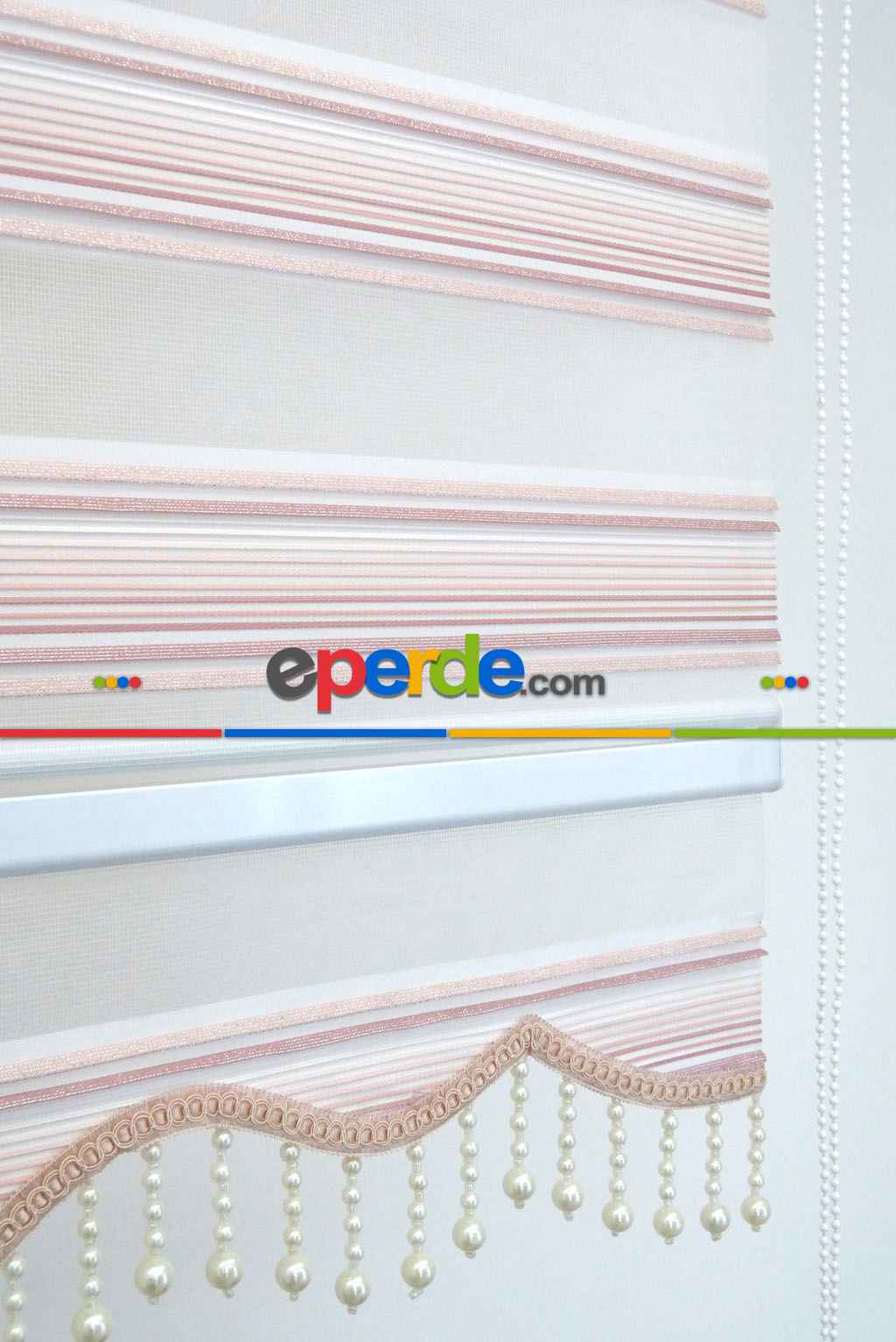 Salon Zebra - Pudra Pembe Plise Zebra Zebra Perde- Pembe Pudra Pembe