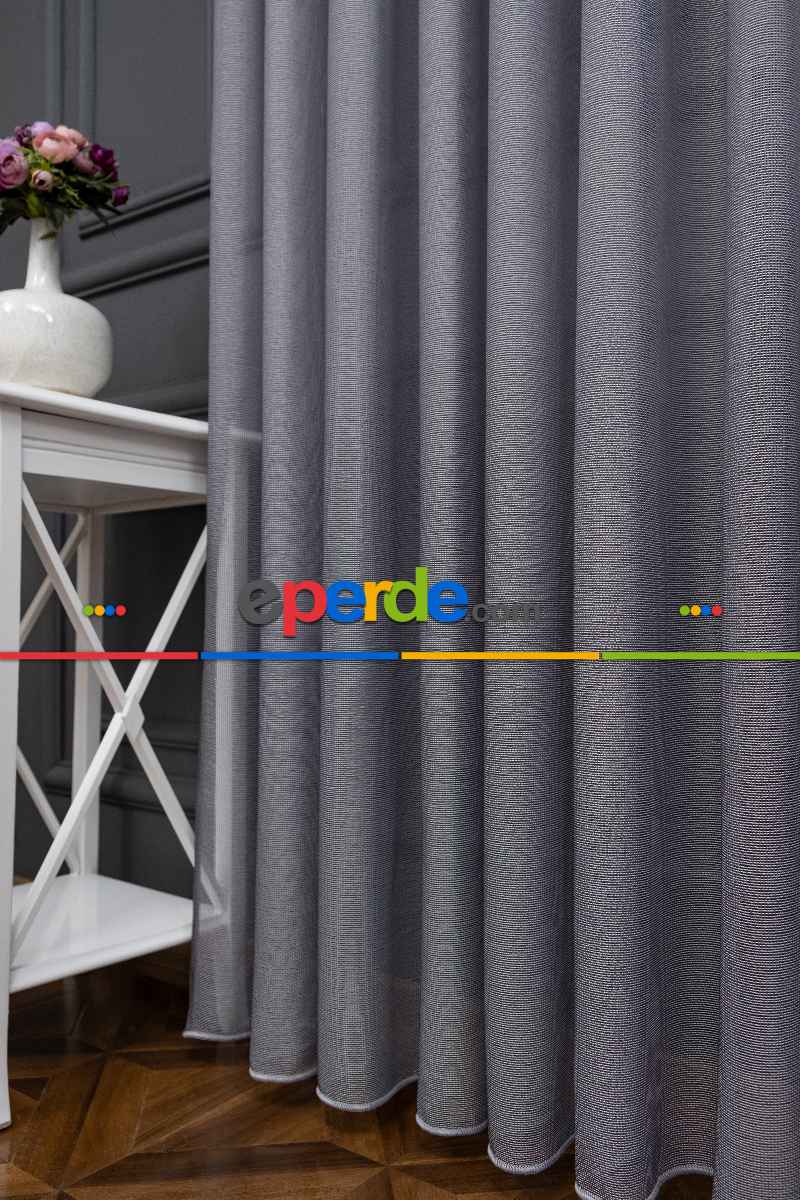 Antrasit Renkli Kedi Tırmalamalarına Dayanaklı Tül Perde