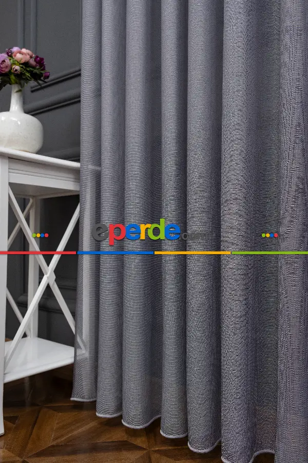 Yatak Odası - Antrasit Renkli Kedi Tırmalamalarına Dayanaklı Tül Perde