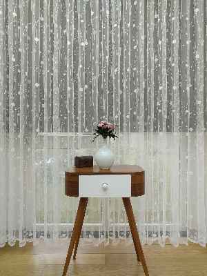 Spor Puantiyeli Desen Fransız Dantel Tül Perde- Ekru