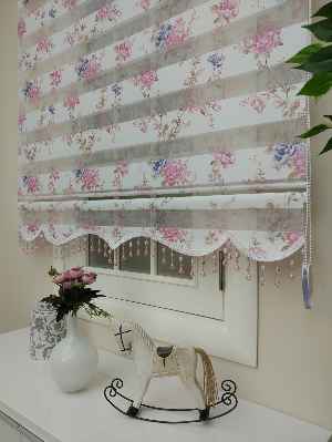 Zebra Perde - Çiçek Baskılı Çocuk, Genç Ve Oturma Odası- Pembe Pudra Pembe