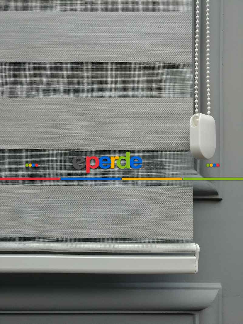 2025 Sezonu - Karartma Zebra Perde - Blackout Zebra Perde-ışık Geçirmez Zebra Perde- Gri Açık