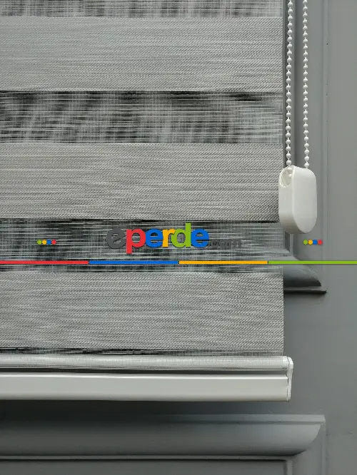 2025 Sezonu - Karartma Zebra Perde - Blackout Zebra Perde-ışık Geçirmez Zebra Perde- Gri Açık