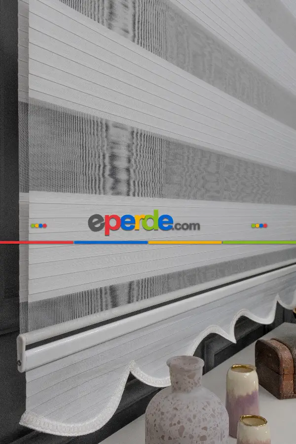 100x200 Hazır Ekru Geniş Plise Zebra Perde