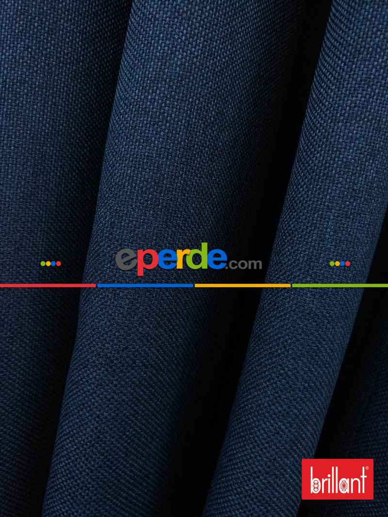 Brillant Keten Petrol Mavi Renk Düz Fon Perde - Petrol Mavisi