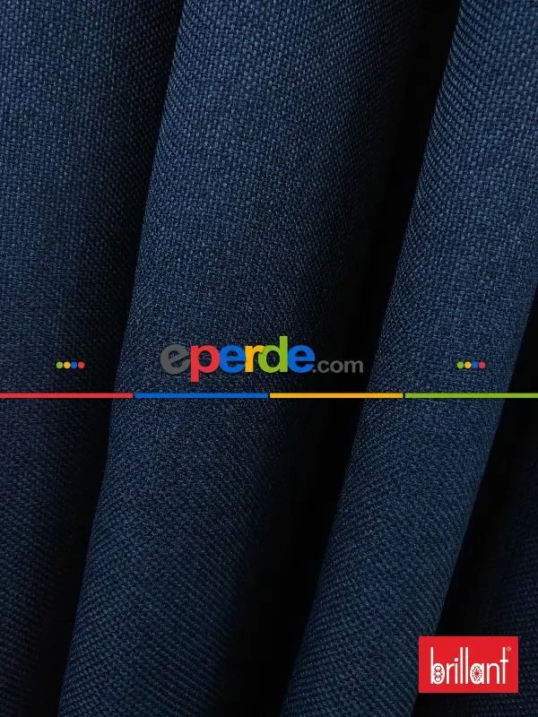 Yatak Odası - Brillant Keten Petrol Mavi Renk Düz Fon Perde - Petrol Mavisi