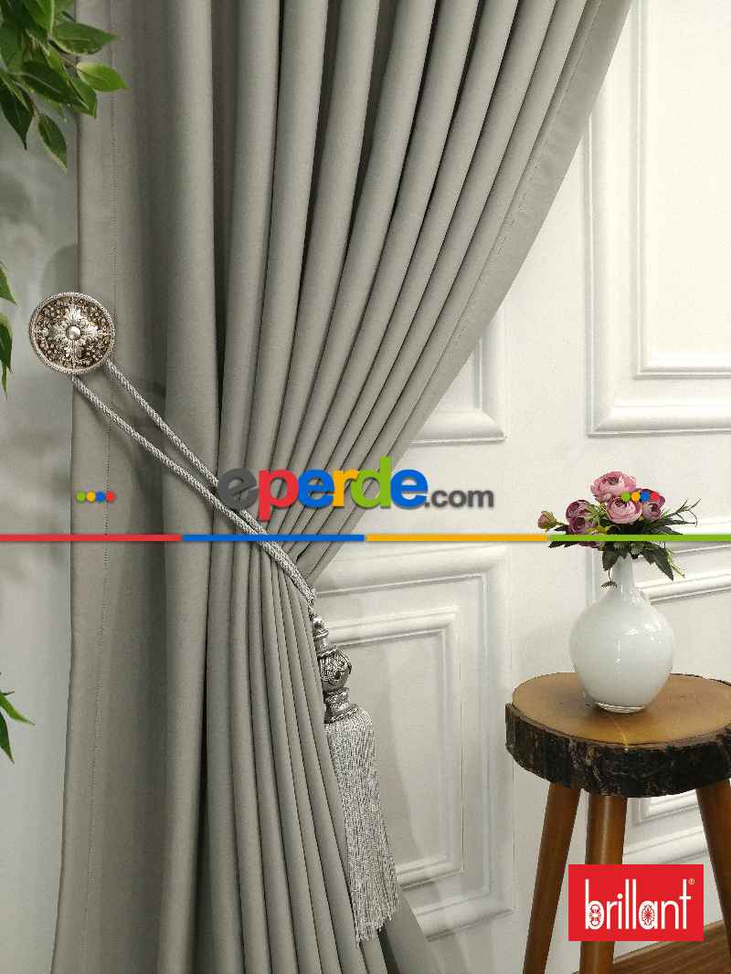 Brillant Karartma Blackout %90 Gri Renk Fon Perde- Gri-füme-antrasit