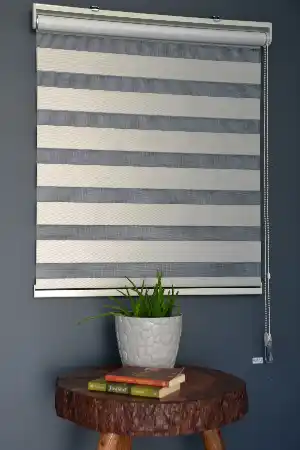Halim Perdesan Bl-100 Bej Renk Etekli Veya Eteksiz Karartma Zebra Stor Perde