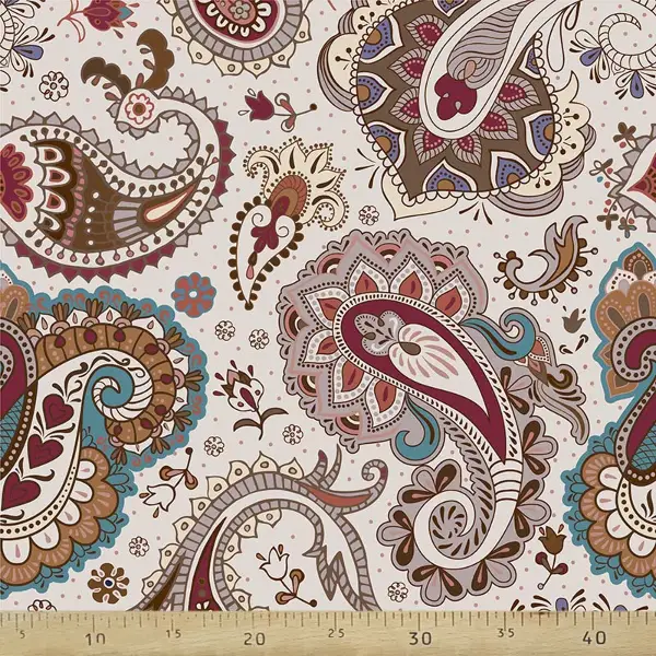 Şal Desenli Fon Perde Evm599 Kumaşı Kalındır Duck Bezi Değildir- Beyaz-Kahve Açık-Çok Renkli