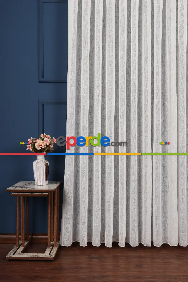 Orjinal Naturel Keten Düz Tül Perde