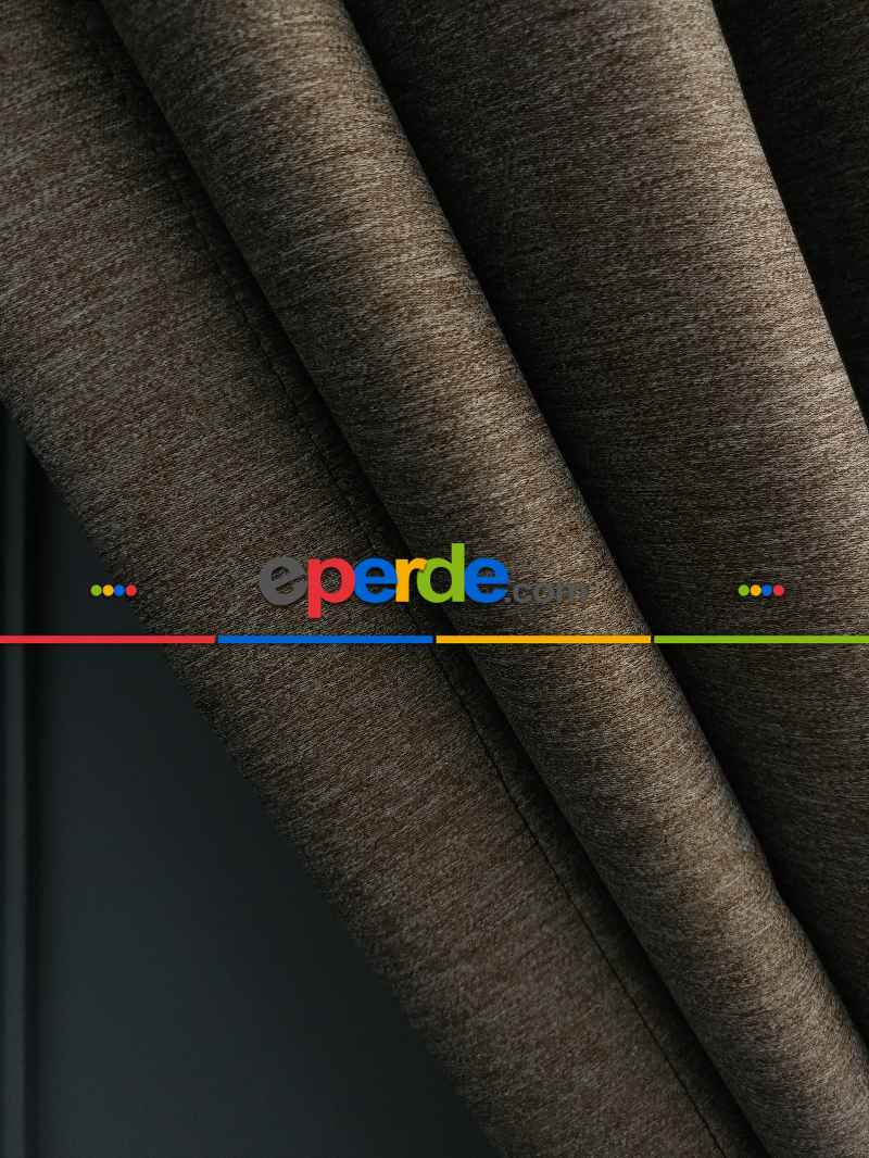 Modern Keten Görünümlü Işık Geçirmez Karatma Fon Perde 2025 Ikon- Kahve Koyu-vizon Rengi