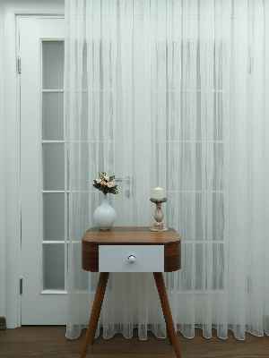 Perdeks Home Tül Perde 02 Lux Series- Ekru - Kurşunlu Tül