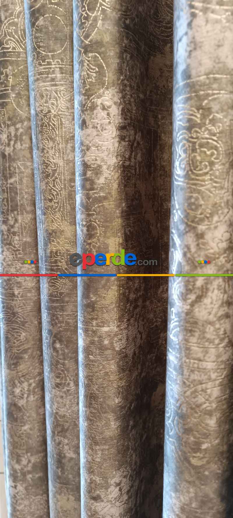 Yatak Odası - Modern Desenli Fon Perde İthal Kadife