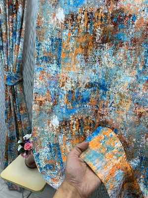 Modern Desenli Fon Perde 7 - ( Kalın Pamuklu Kumaş)- Kahve Venge-mavi Açık-mavi Koyu-ekru-hardal Sarısı