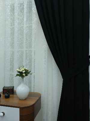 Siyah - Düz Fon Perde ( 180 Eninde )- Siyah