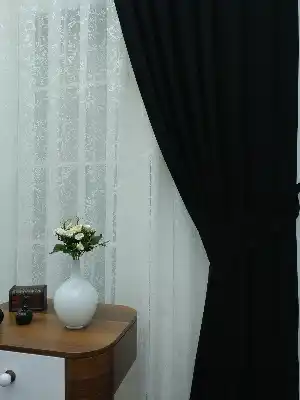 Siyah - Düz Fon Perde ( 180 Eninde )- Siyah