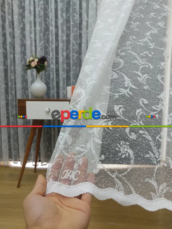 Yatak Odası - ( Orjinal ) Taç Salon Fransız Dantel Sarmaşık Tül Perde 