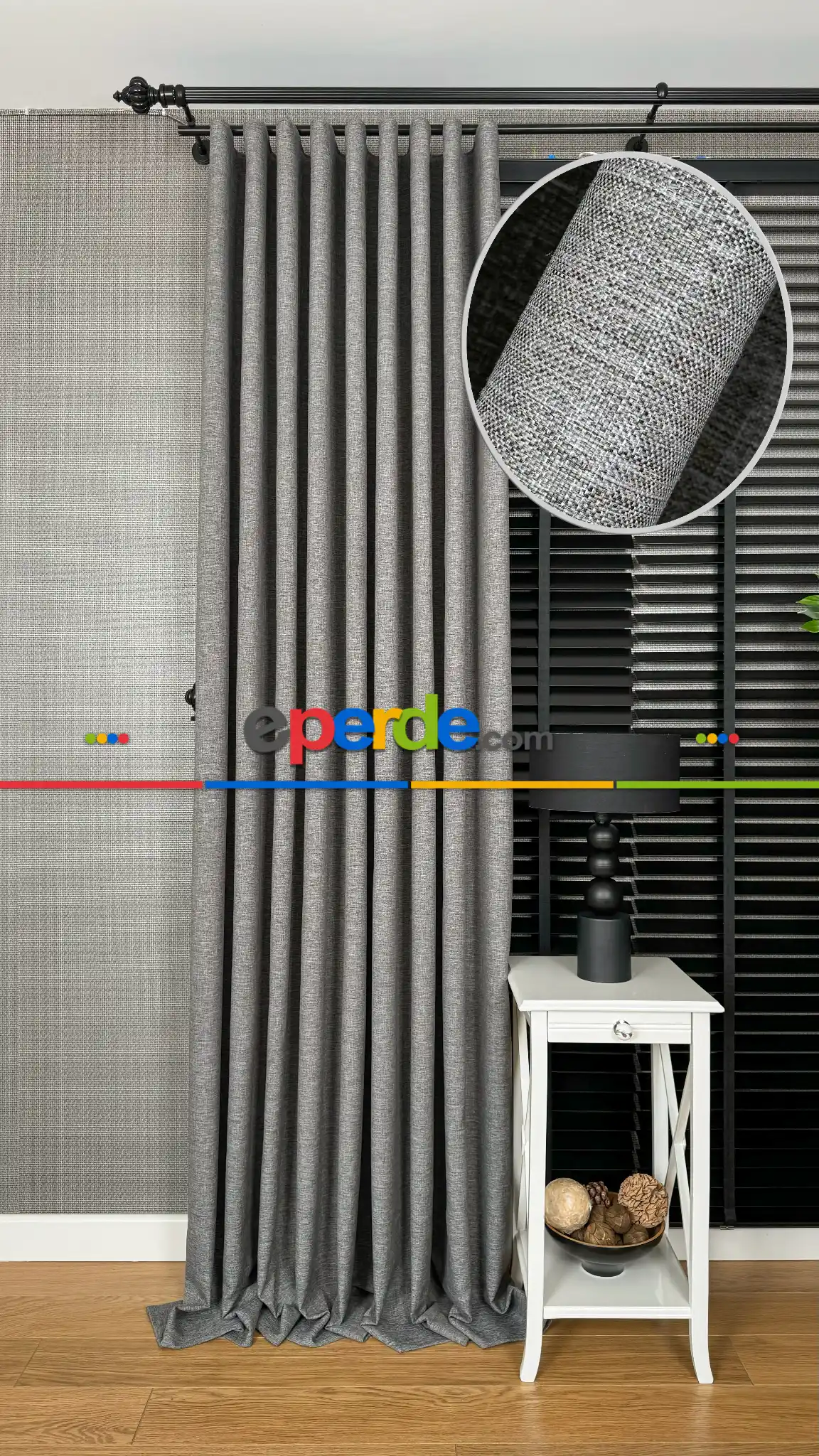 Füme Gri Düz Naturel Keten S Pile Fon Perde, Premium Kalite Serisi Ağır Gramajlı