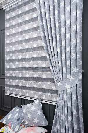 Trend Bebek - Çocuk - Genç Odası Zebra Perde Modelleri 2021- Gri Açık-ekru-su Yeşili