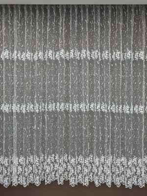 Brode İşlemeli Tül Perde Çiçek Desen 400x185- Ekru