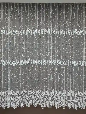 Brode İşlemeli Tül Perde Çiçek Desen 400x185- Ekru