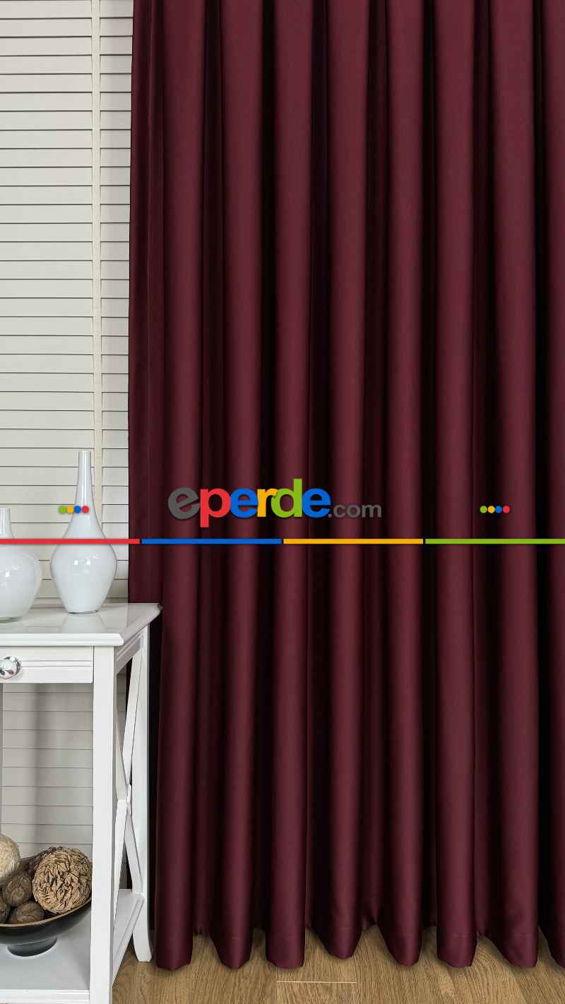 Bordo Blackout - Karartma Fon Perde, Premium Kalite Serisidir, %90 Oranında Işığı Keser