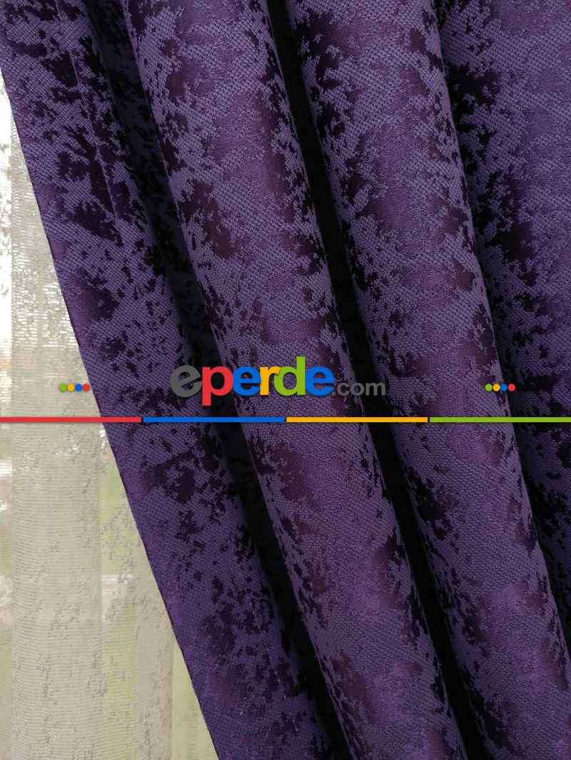 Mor İ Duz Jakar Fon Perde (150)- Mor Patlıcan Moru