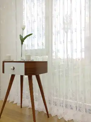 Etek Ucu Yoğun Desenli Çiçek Dantel Tül Perde - Ekru