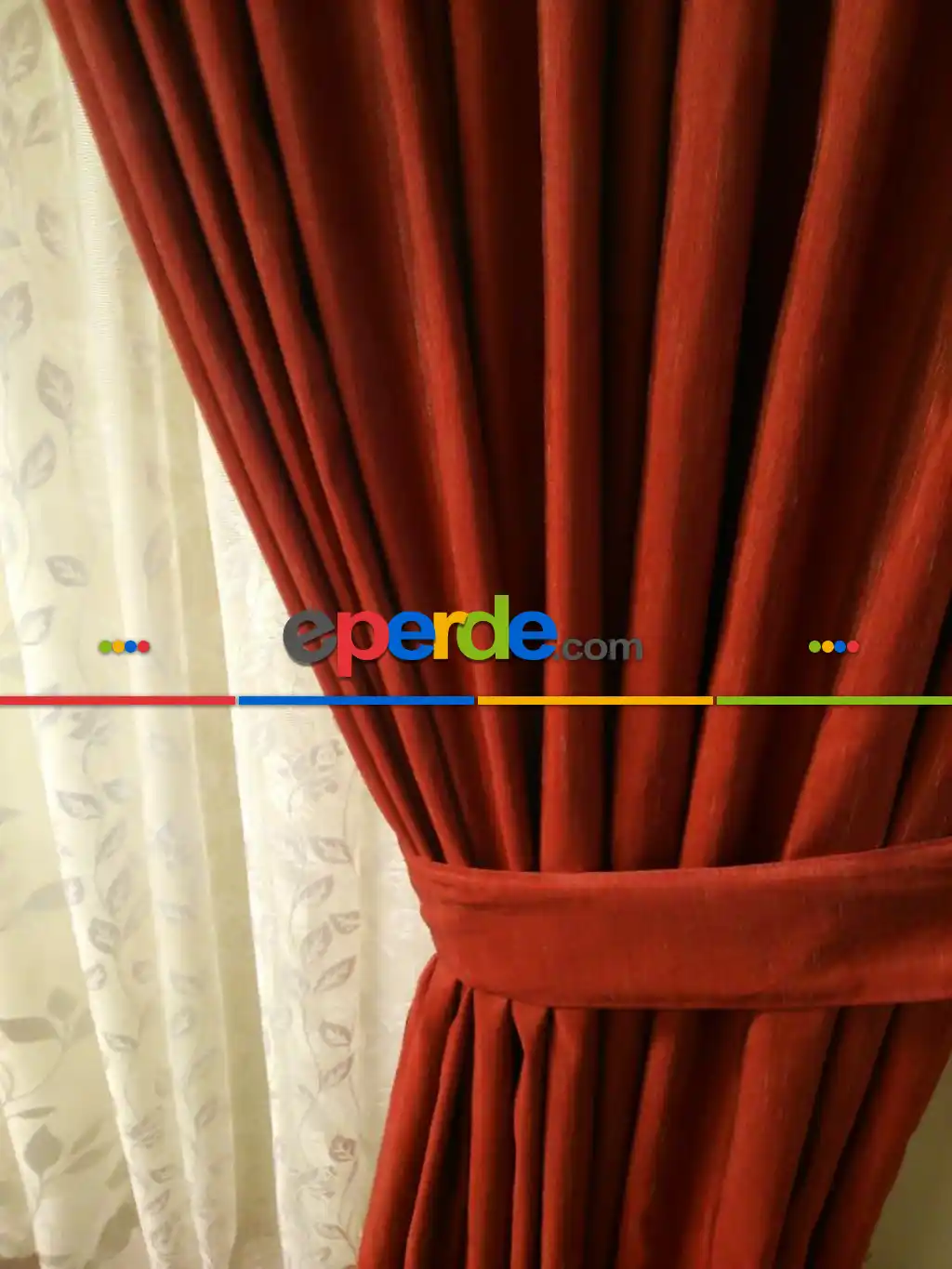 Keten Tafta Fon Perde - Bordo- Bordo