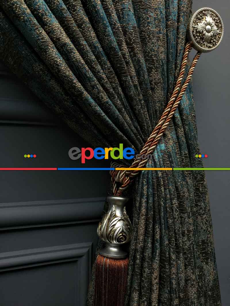 Salon Perdesi - Modern Desenli Jakarlı Fon Perde Yeni Seri 401- Gri-Füme-Antrasit