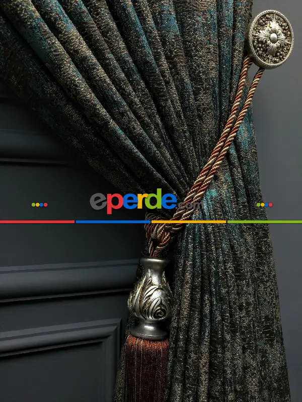 Yatak Odası Fon Patinedesenli Modern Desenli Jakarlı Fon Perde Yeni Seri 401- Gri-füme-antrasit-füme-turkuaz