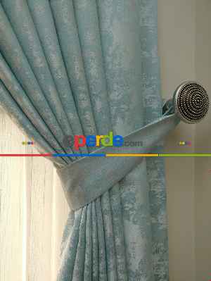 Açık Mavi Renk Jakar Desenli Fon Perde- Mavi Açık-mavi Doymamış