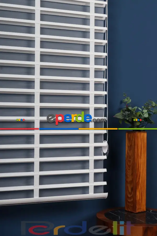 Perdelit Beyaz 50mm Silüet Kumaş Jaluzi Perde
