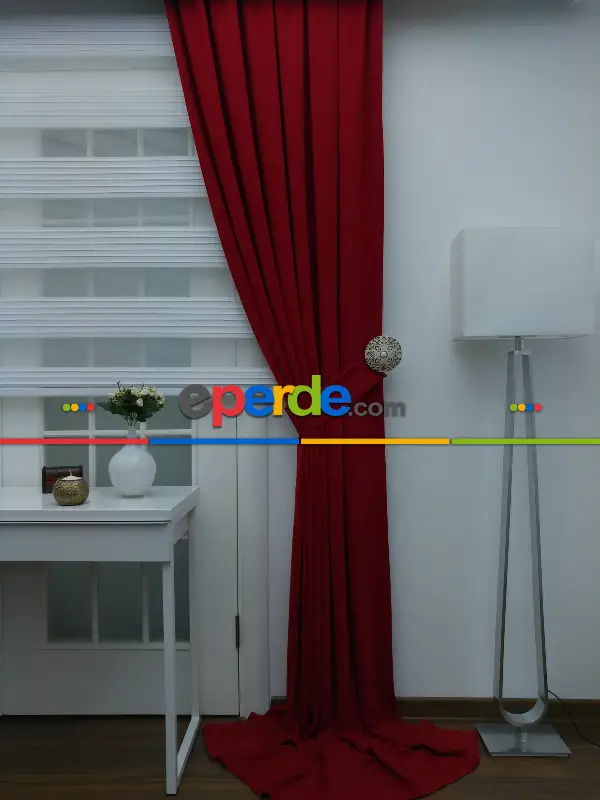 Kırmızı Düz Fon Perde (280 Eninde)- Kırmızı