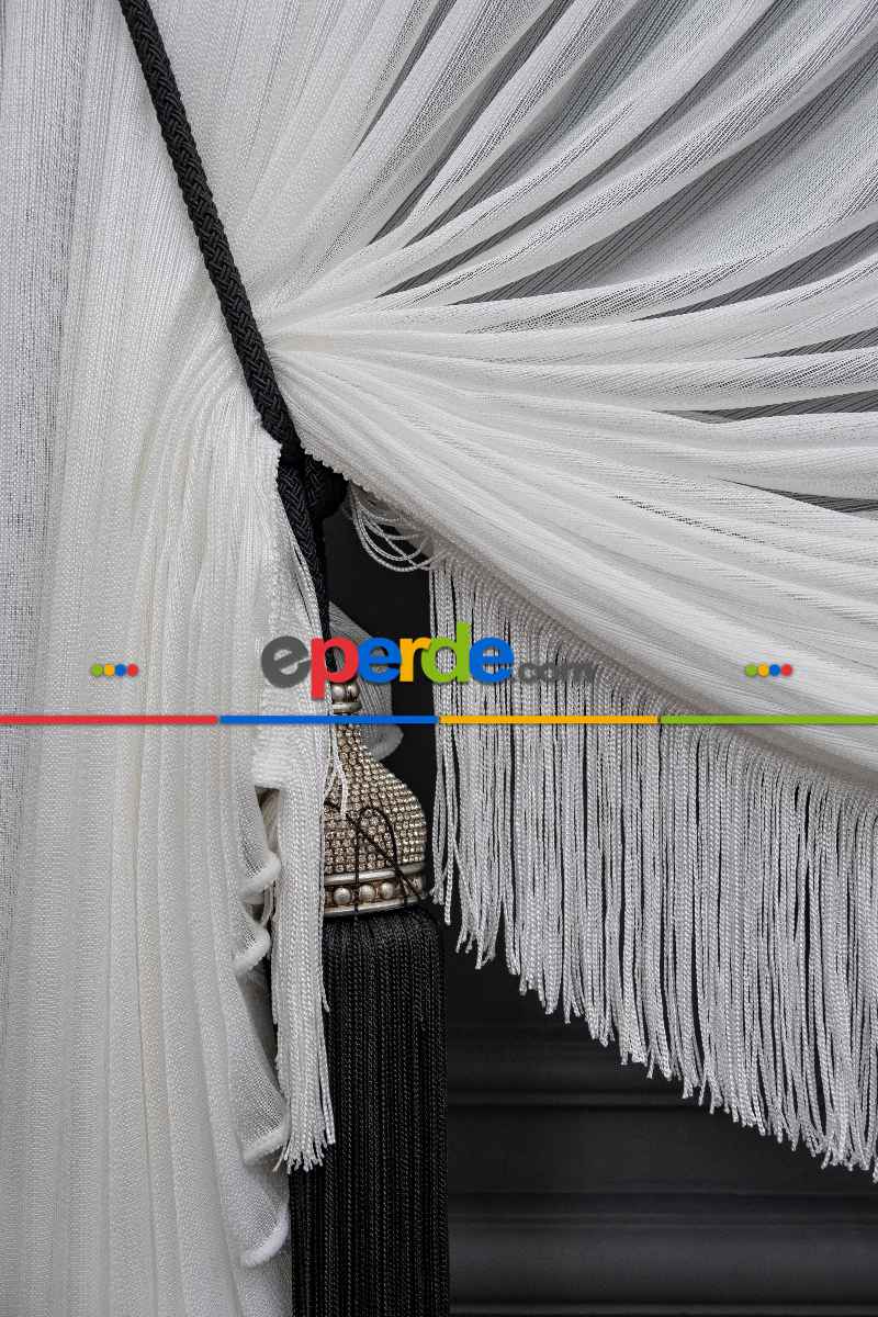 Salon Tül - Kar Tül Yalancı Kruvaze - Halat İle Tülden Fon - Yana Toplamalı Tül - Kordon Toplama Tül - Çift Veya Tek Kanat - Aksesuar İlave Ücretlidir- Kurşunlu Tül