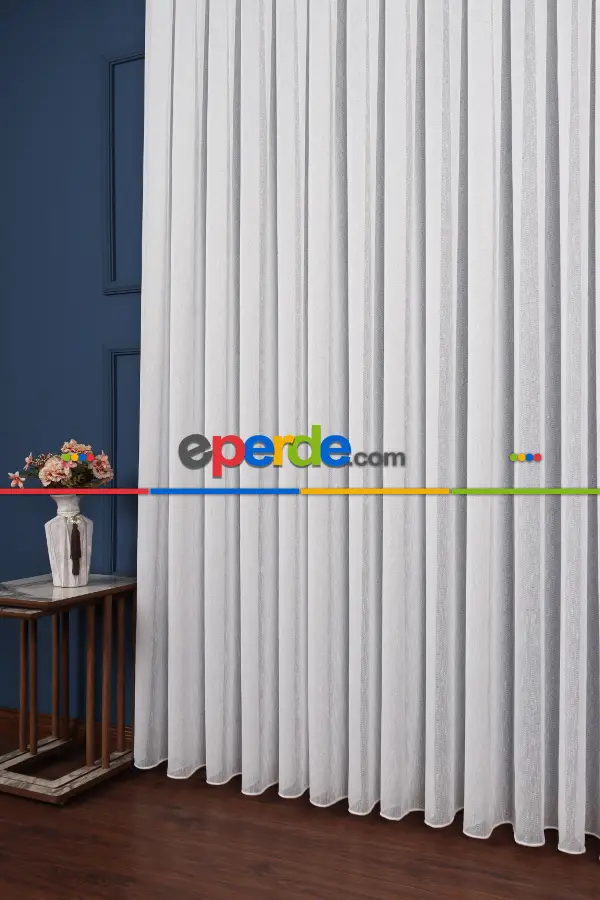 Salon Tül - Balık Sırt Düz Tül Perde Ütü İstemez