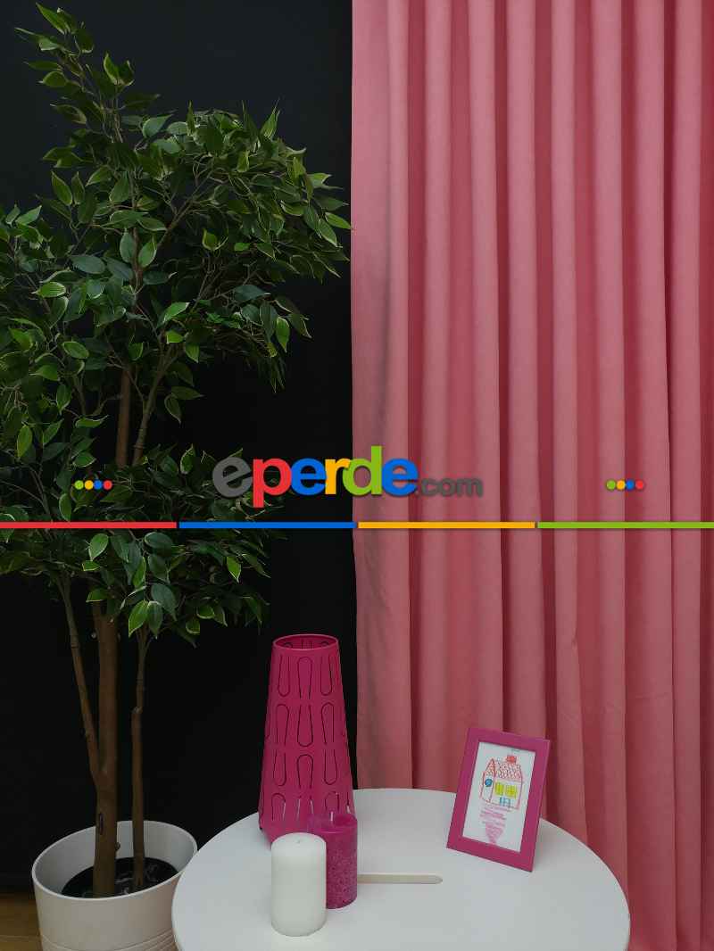 Düz Renk Dökümlü Fon Perde (150)- Somon