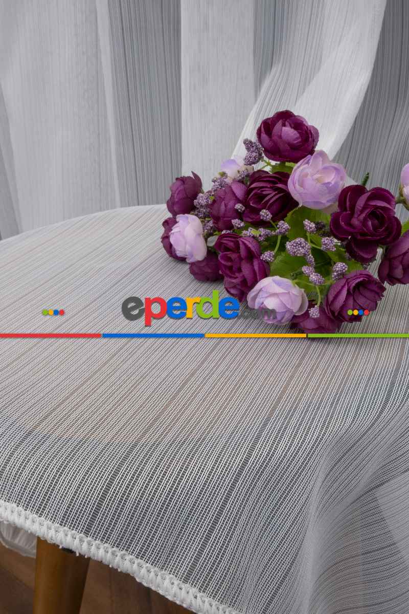 Brillant Mat Çizgili Tül Keten Görünümlü - Yüksek Kalite